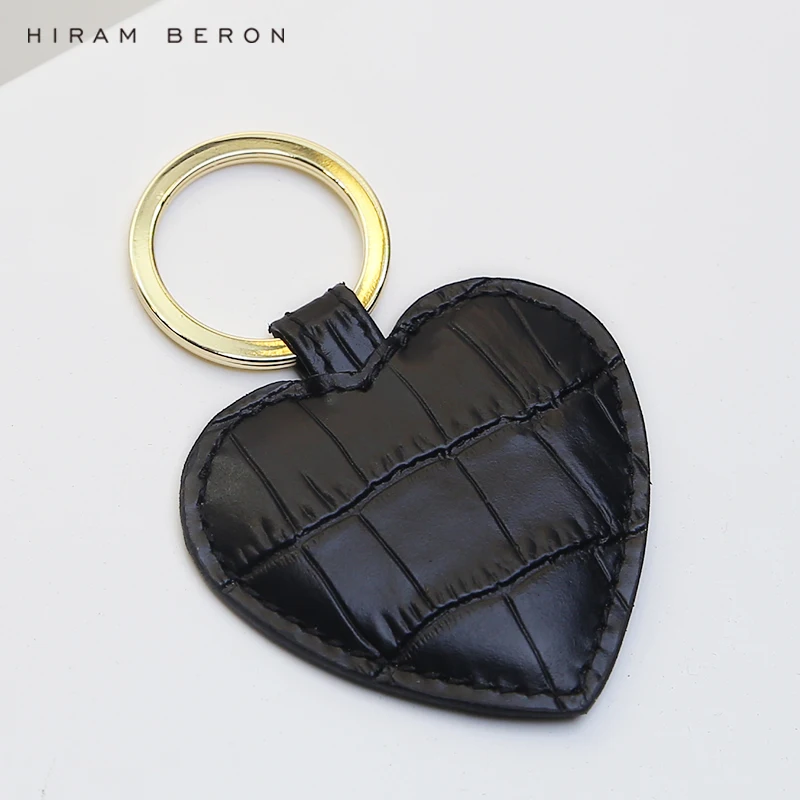 Hiram Beron Peronsalize Free Croco Leather Pattern Cute Key Holder With Heart Shape Men Gift Dropship