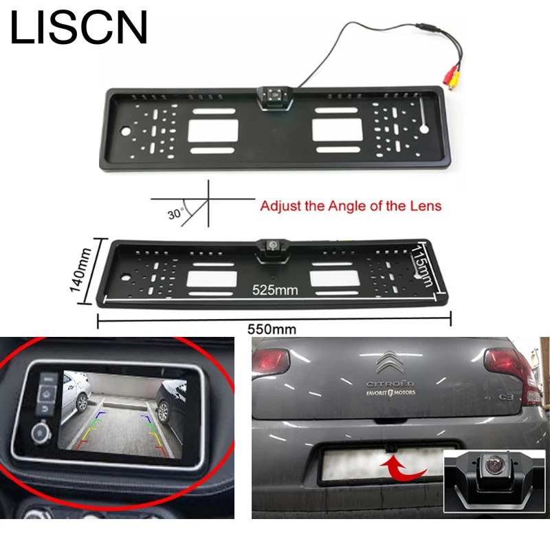 

New Europe license plate frame 170 European Universe License Plate Car Auto Reverse Rear View Backup Camera 4 LED