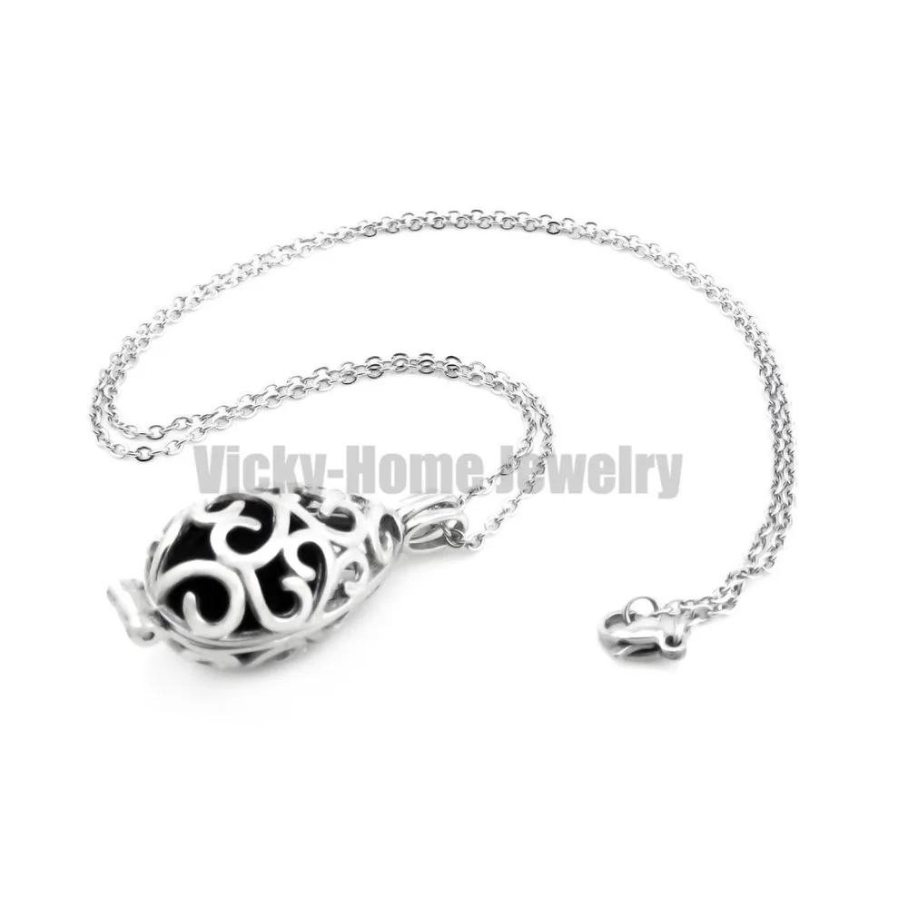 Chains as Gift! 31mm*11mm*12mm Heart Steel Oval Essential Oils Cage Diffuser Perfume Aroma Locket 316L Stainless Steel