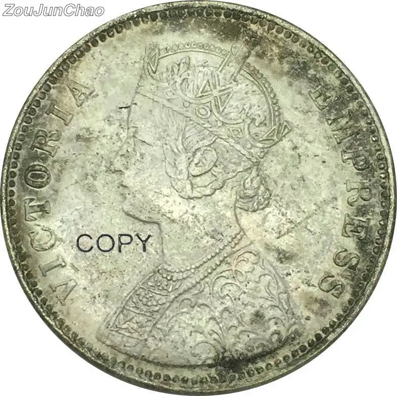 1862 India Coins Victoria Queen One Rupee  Brass Silver Plated Copy  Coin High Quality Can Make The Different Color For It