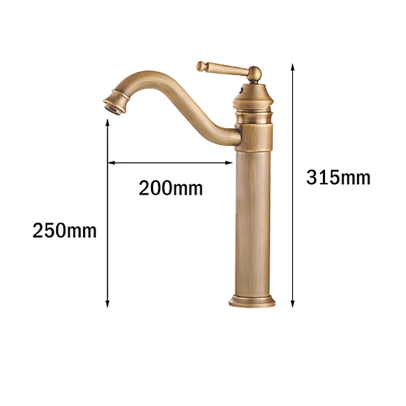 Antique Brass Swivel Spout Single Hole Basin Faucet Deck Mounted Vanity Sink Mixer Tap KD718