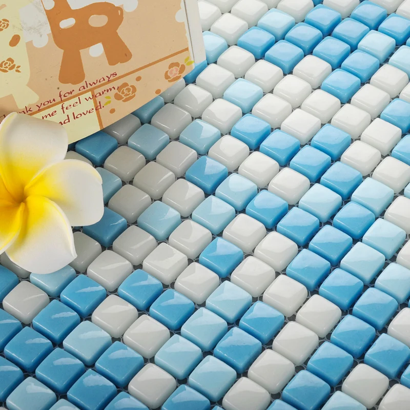 

8 colors available! blue, green, red, gray mini full body ceramic tiles for kitchen backsplash bathroom wall and shower tiles