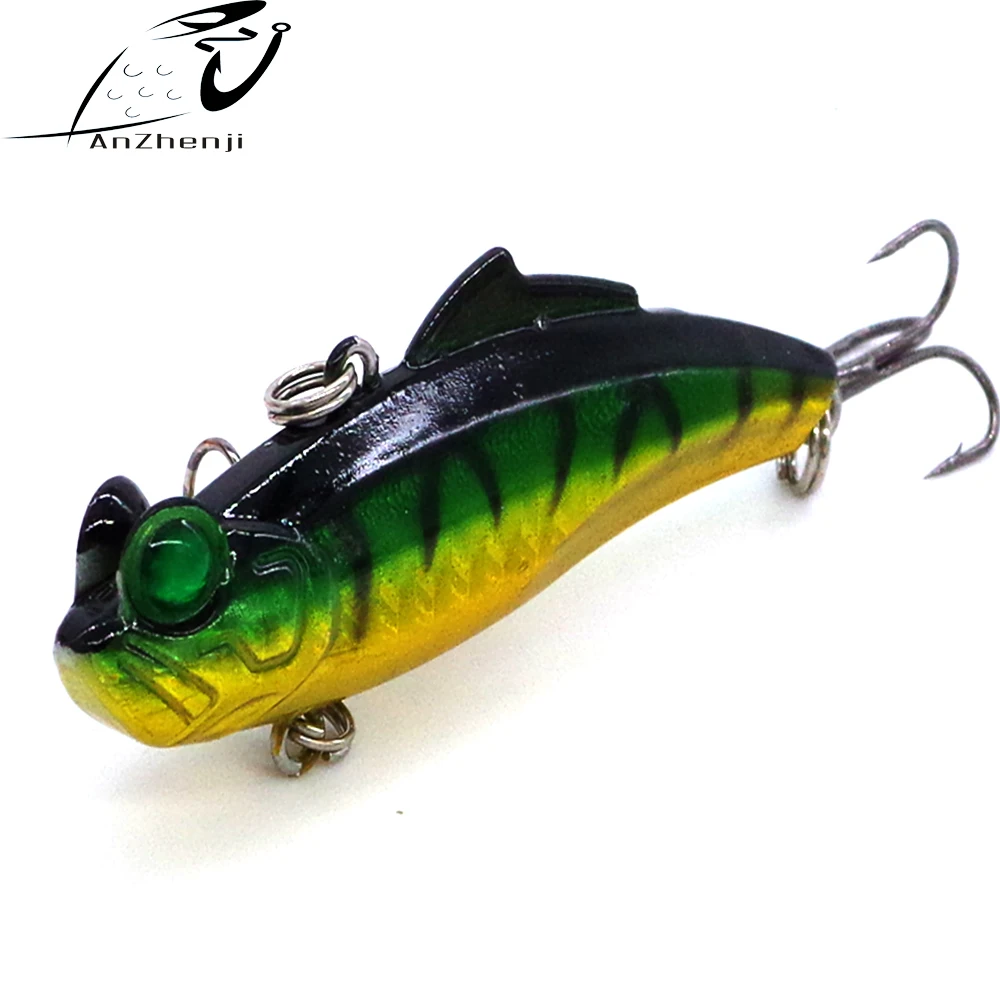 6PCS 7cm 12.1g 7 Colors PVC Winter Sea Hard Fishing Lure VIB Bait With Lead Inside Diving Swivel Jig Wing Wobbler Crank Bait