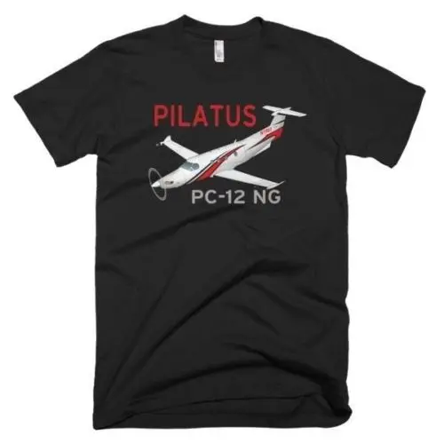 New 2019 Fashion Print Man Short Sleeve Pilatus Pc-12 Ng (Red/Black) Airplane T-Shirt - Personalized With Your Tee Shirt