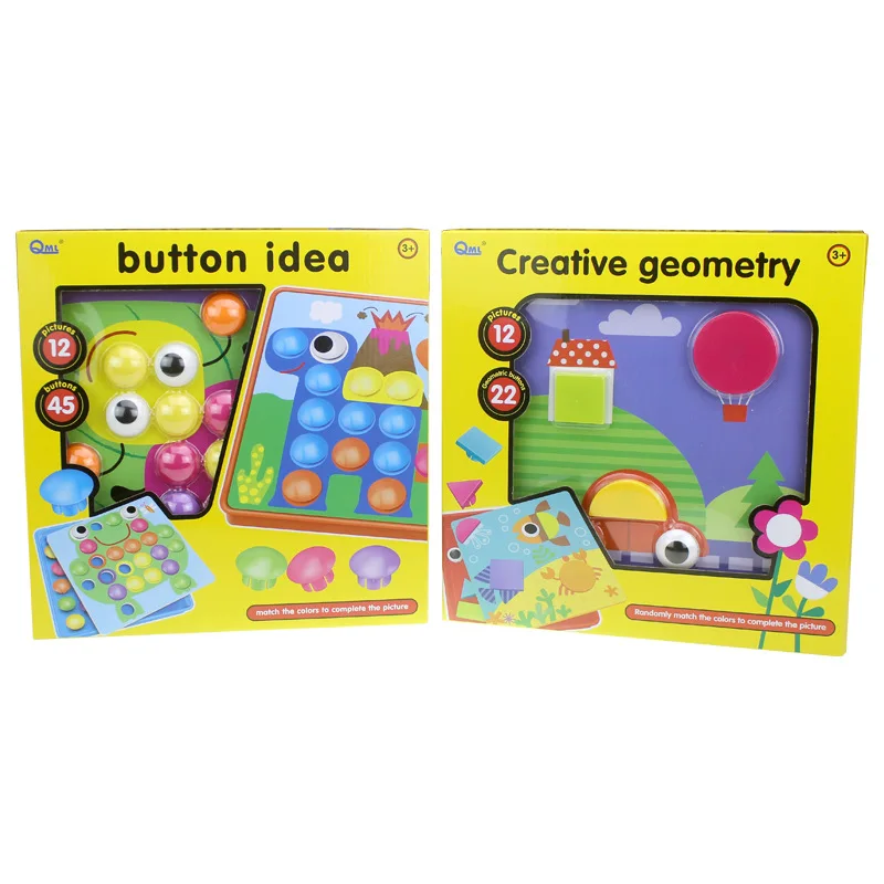 Creative Puzzle Geometry Early Learning Kids Board Games Educational Toys For Children Button Idea Mushroom Nail Family