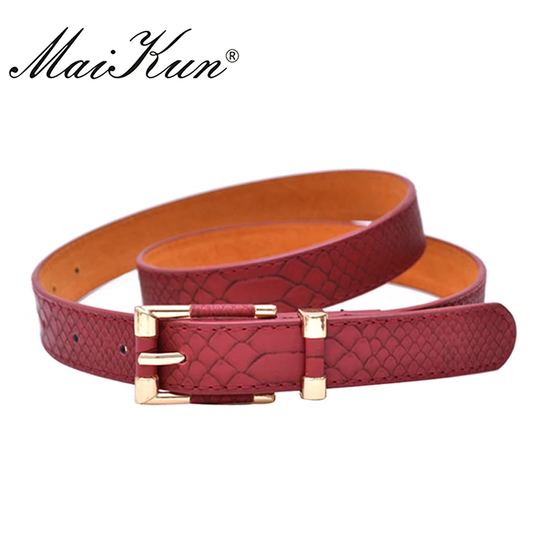 MaiKun Punk Snakeskin Belts For Women Female Belt for Jeans High Quality Dress Cummerbund