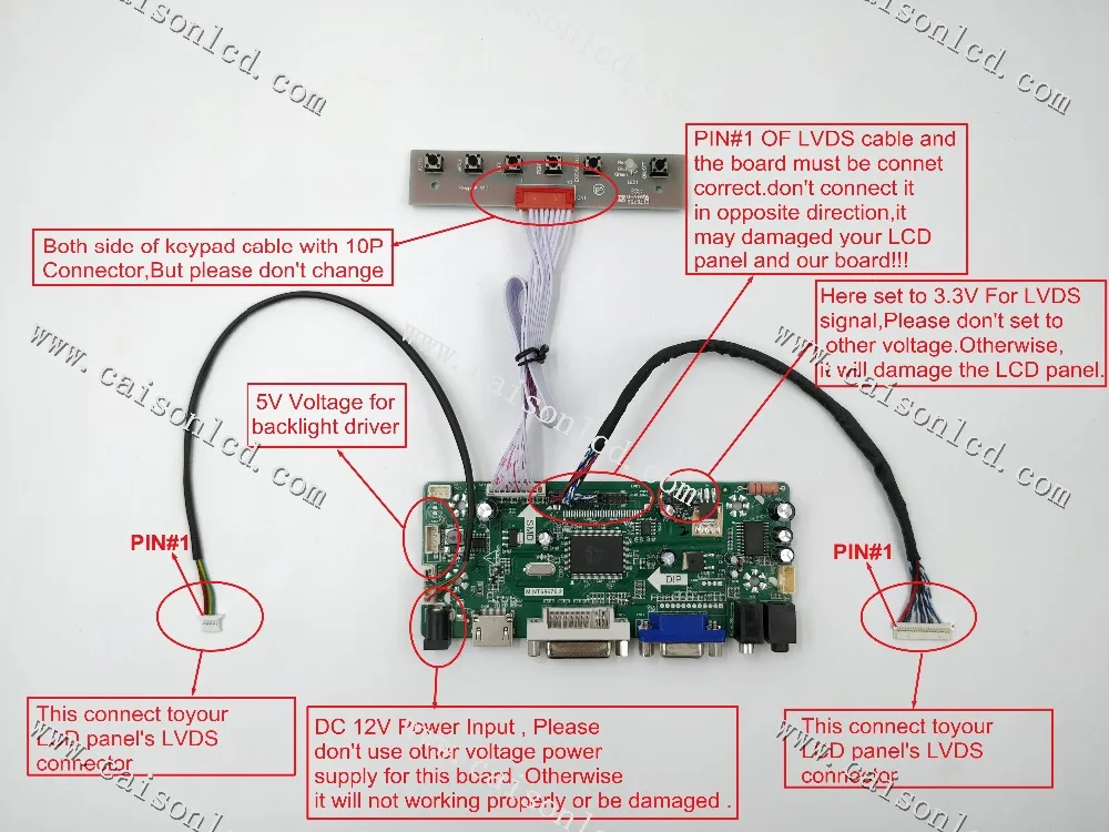 

NT68676 LCD controller board support DVI VGA AUDIO for 10.4 inch LCD panel 800X600 G121SN01 V4