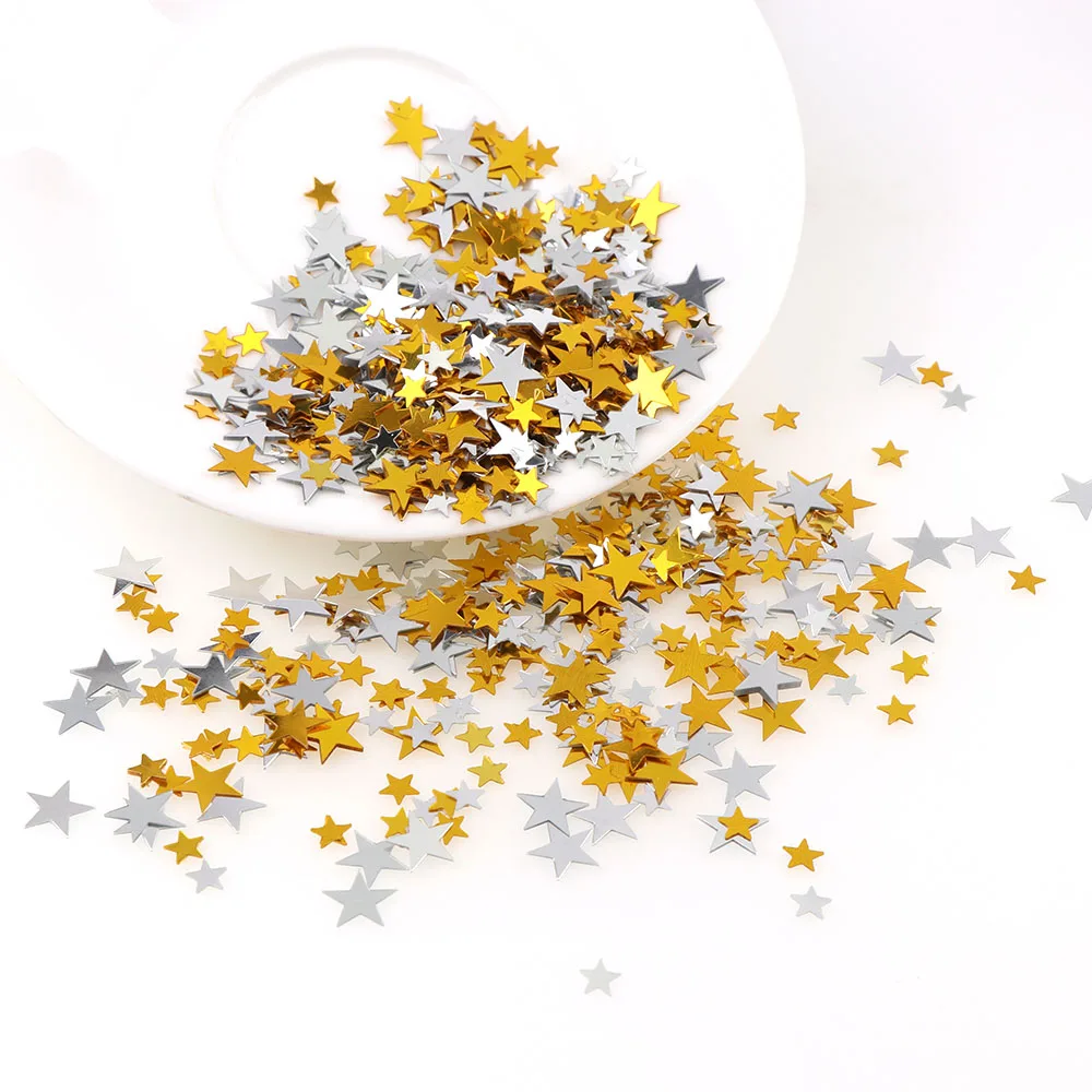 15g Mix Gold&Silver Five-pointed Star Confetti Sequins Christmas Table Decor For Home Party Decor/Wedding Throw Confetti