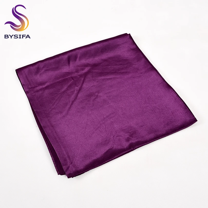 [BYSIFA] Candy Color Square Scarves Women Luxury Large Satin Silk Scarf Shawl Spring Autumn Winter Muslim Head Scarf 110*110cm