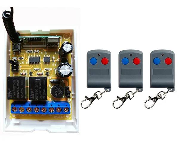 RF 리모컨 스위치 시스템 송신기 및 리시버 2ch 릴레이, 스마트 홈 Z-웨이브, 램프, 창문, 차고 문, DC12V DC24V