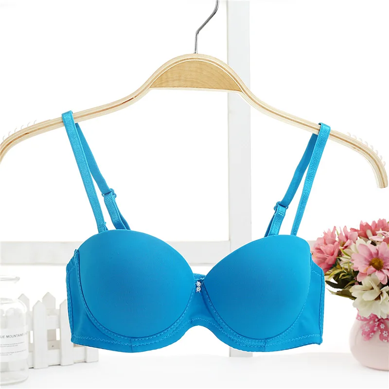 Coffee Seamless thicken cup Bra Solid Sexy Plunge T-shirt Underwear Women Push Up Bra Everyday Soft Lingerie wedding dress bra