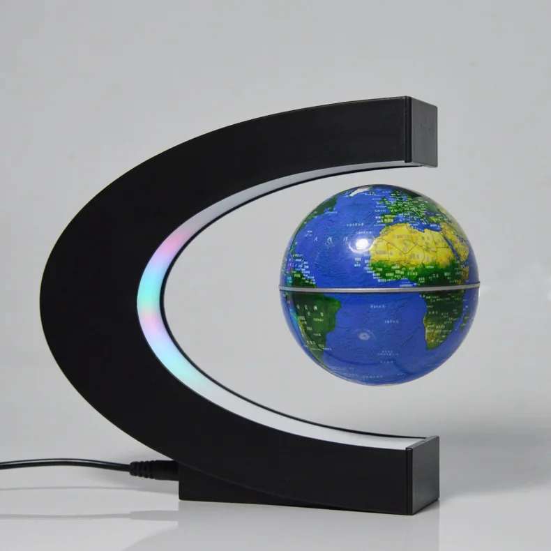 LED Light C shape Decoration Magnetic Levitation Floating World Map Globe