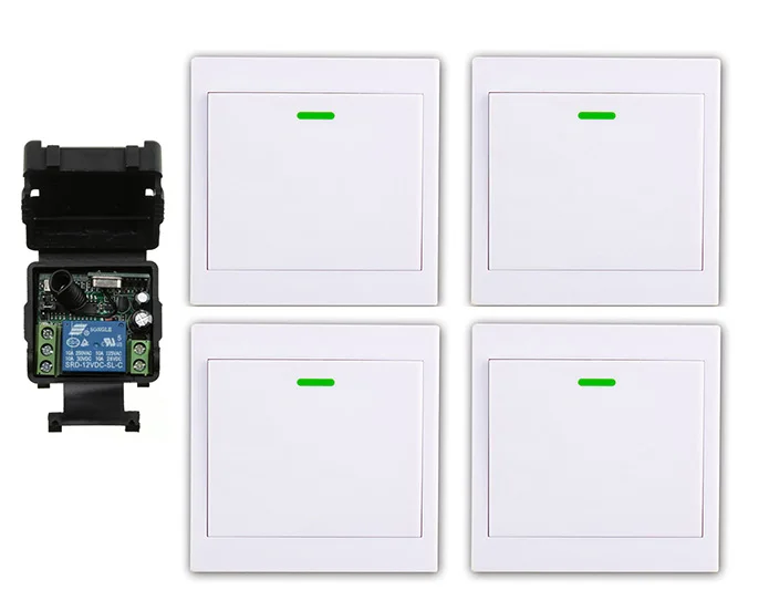 

xuanlongyuan DC12V 24V 1CH Wireless Remote Control Switch Receiver+Wall Panel Remote Transmitter Sticky Remote Garage Doors