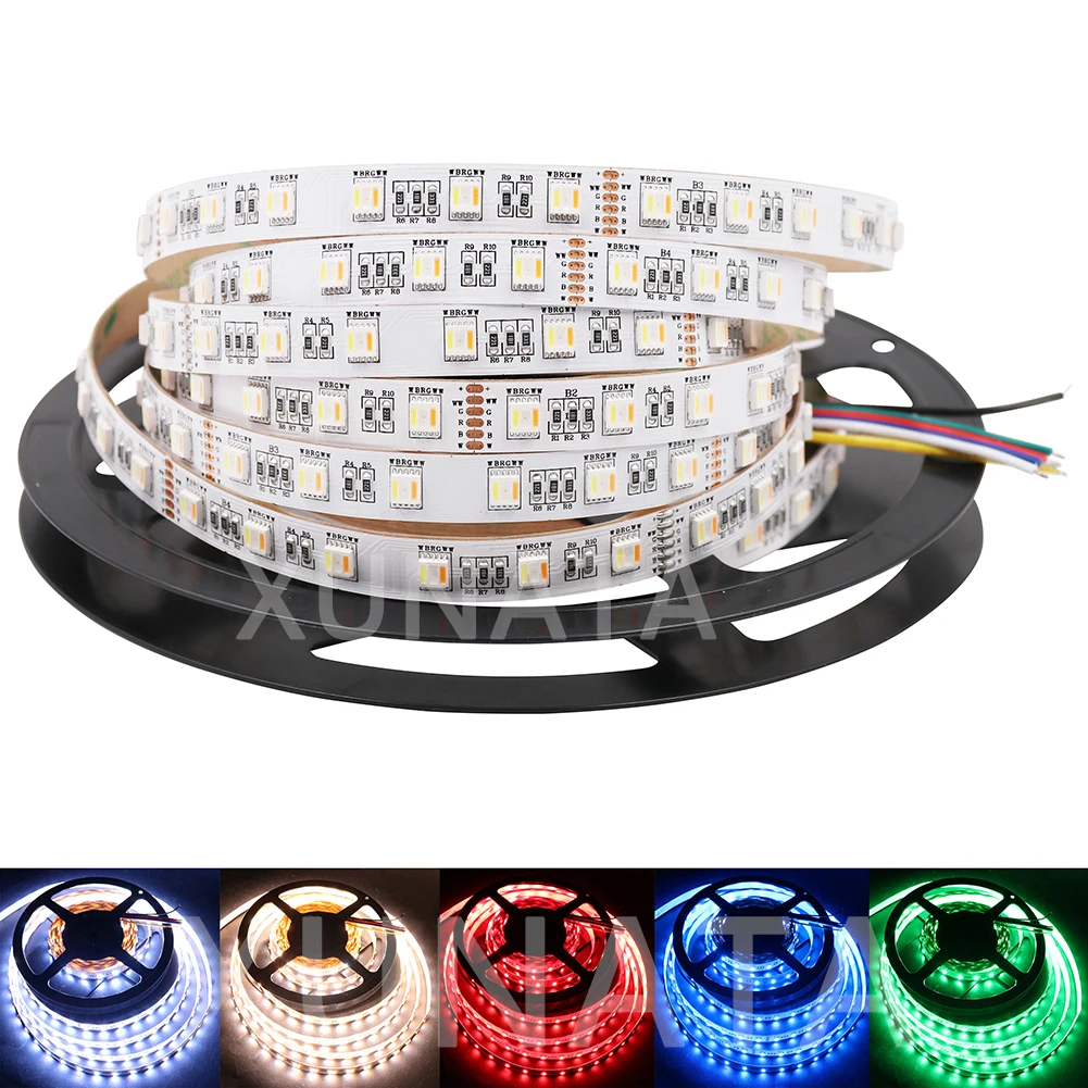 5M RGB+CCT LED Strip 5 in 1 chip 5050 30/60/96Leds/m DC 12V 24V  CW+RGB+WW RGBW RGB Warm White flexible Led Tape  Rope Light