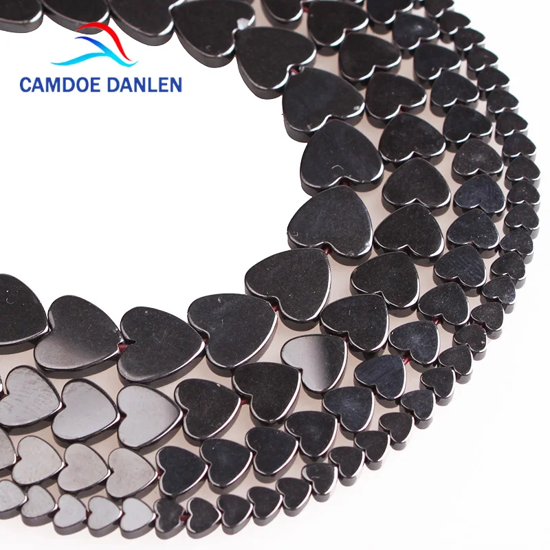 CAMDOE DANLEN Natural Stone Heart Shape Black Hematite Loose beads 6 8 10 MM DIY Making Jewelry Parts & Accessories Wholesale