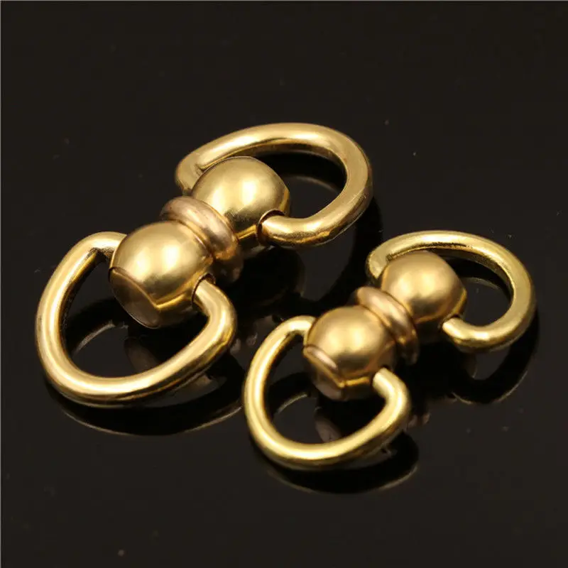 1piece Solid Brass Swivel Eye Rotating Connector Double End D ring for Keychain Key Ring Wallet Fob Clip connecting