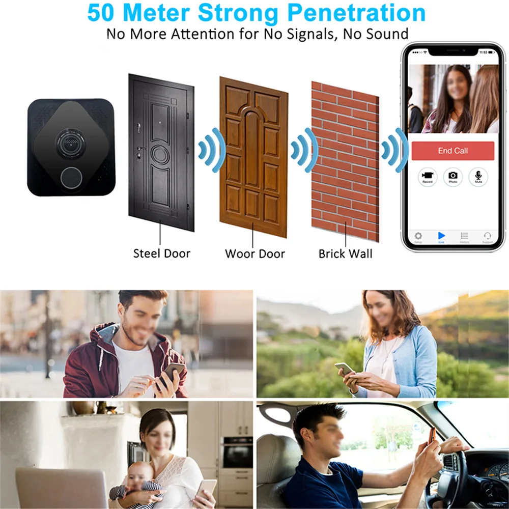 2MP 1080 P Nirkabel Visual Akses Internet Nirkabel Bel Pintu Intercom Sistem