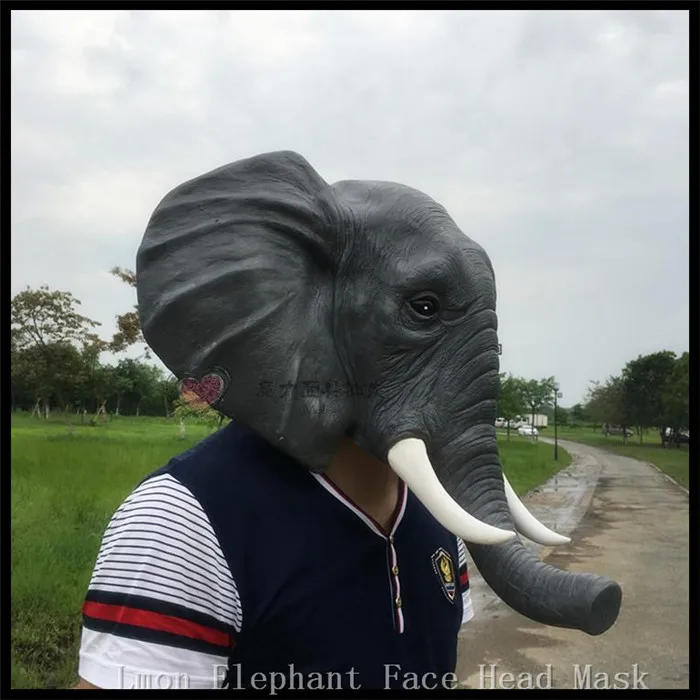 Top Quality Halloween Party Cosplay Movie Fancy Party Stag Camp Realistic Zoo Animal mammoth Elephant Mask Animal Full Head Mask