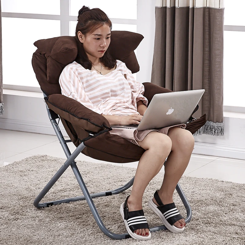 Lazy Chair Folding Single Computer Chair Back Chair Dormitory Bedroom Living Room College Dormitory Reinforced Cloth Removable