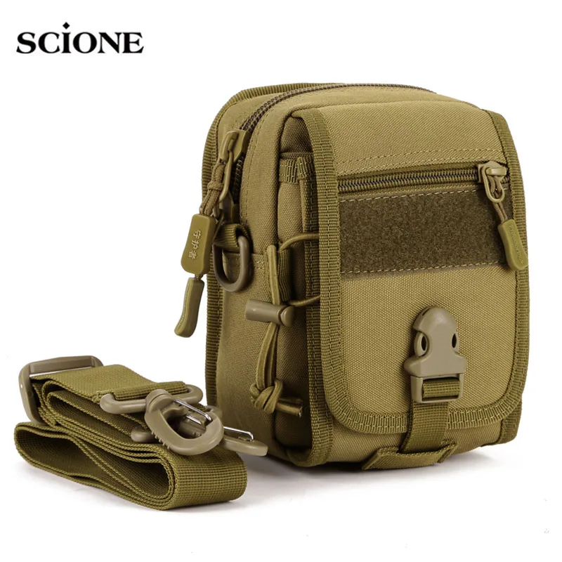 Waterproof Molle Tactical Pouch Bags Organizer EDC Waist Belt Bag Shoulder Strap Nylon Camping Small Fanny Pack Hiking Outdoor