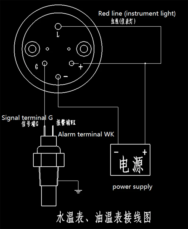 Diesel Generator Water Temperature Gauge To Match With Water Temperature Sensor 38~120C/100~250F 12V 24V optional