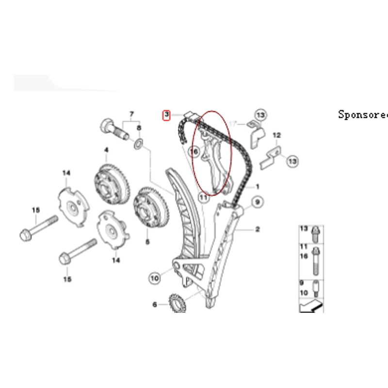 for BMW E81 118i  engine valve train Slide rail 11317505608 11 31 7 505 608  Timing and valve train-timing chain