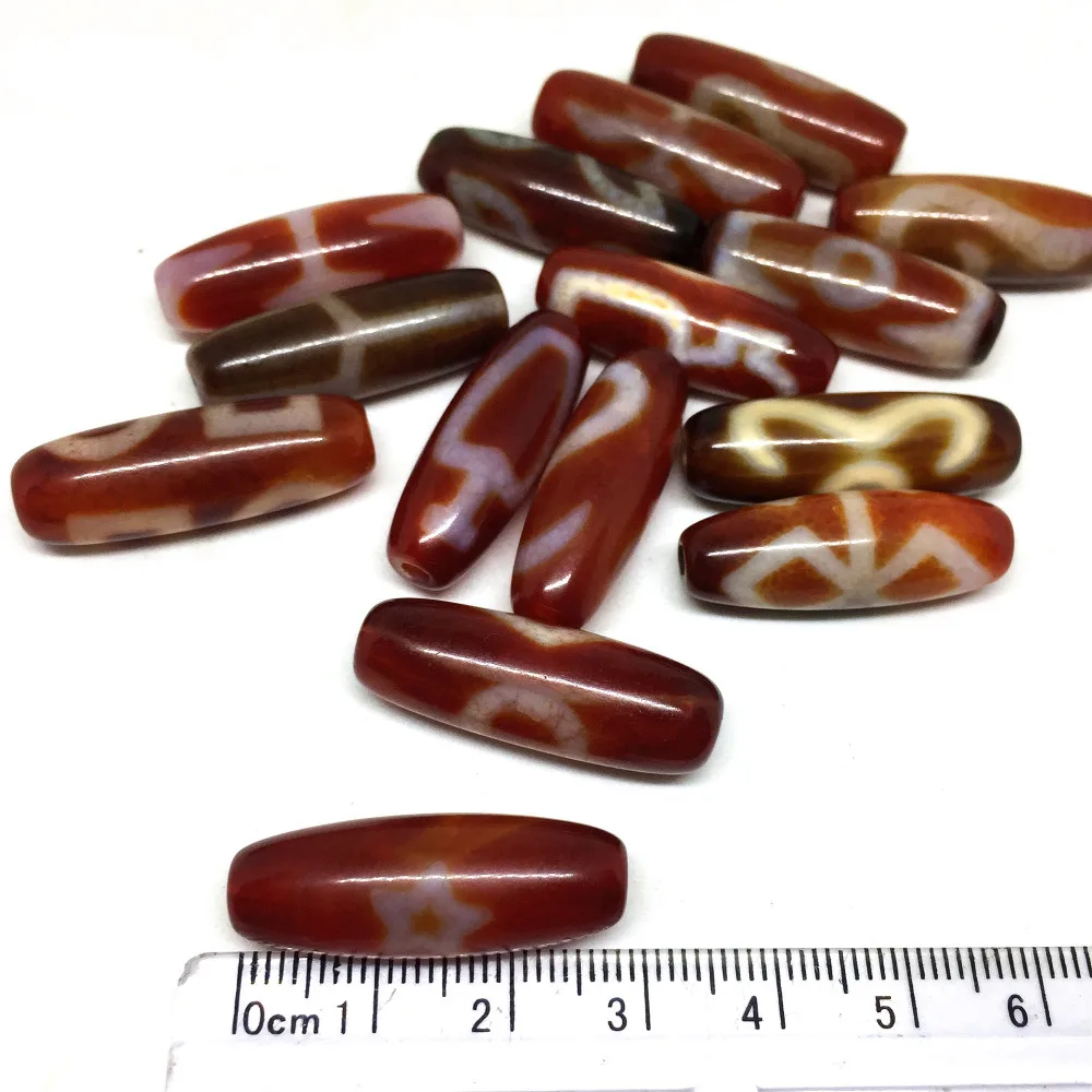 Carnelian Agate 10*28mm Different Patterns Tibetan Dzi Beads for Making DIY Jewelry Oval Grade AAA Hole:Approx 2mm