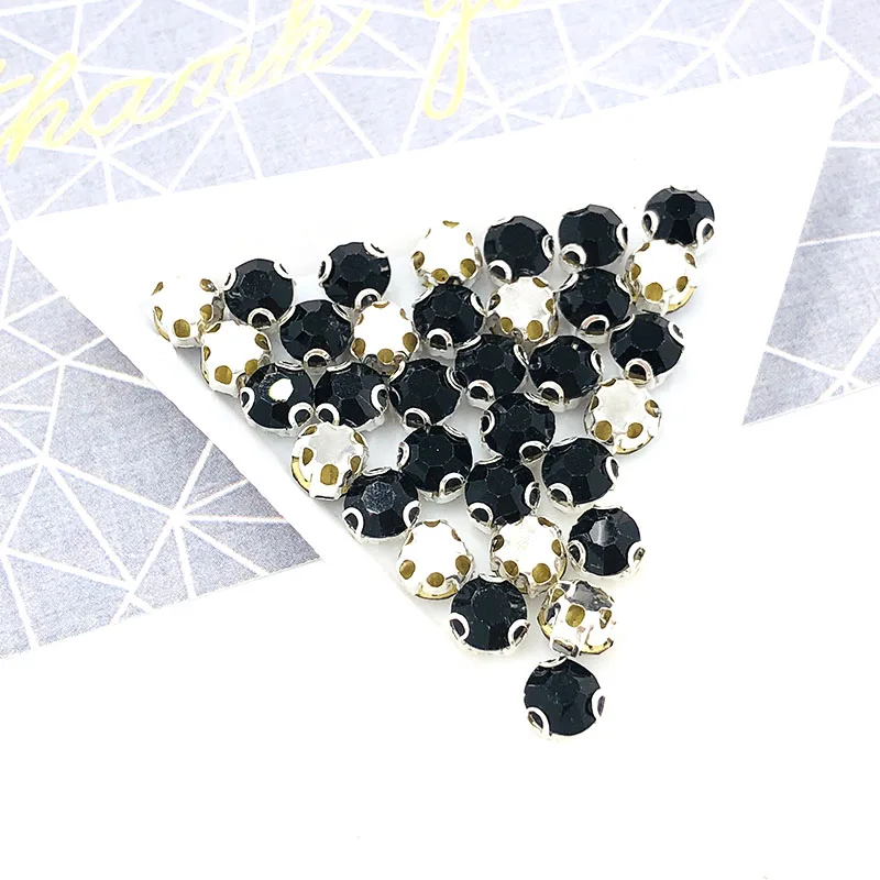 Free shipping Black strass Glass Crystal sew on rhinestones D shape claw High quality loose rhinestones diy clothing accessories image 2