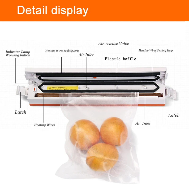 saengQ Vacuum Sealer Packaging Machine For Home Kitchen Including 15pcs Food Saver Bags Commercial Vacuum Food Sealing