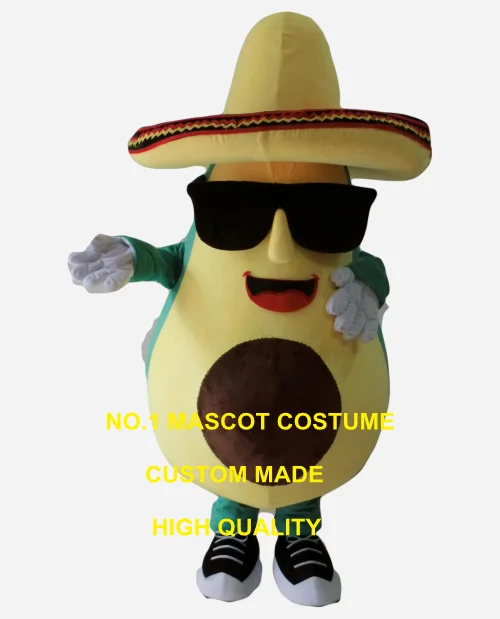 cool mexican avocado mascot costume with a big hat and sunglasses adult size cartoon fruit theme anime cosplay costumes 2592