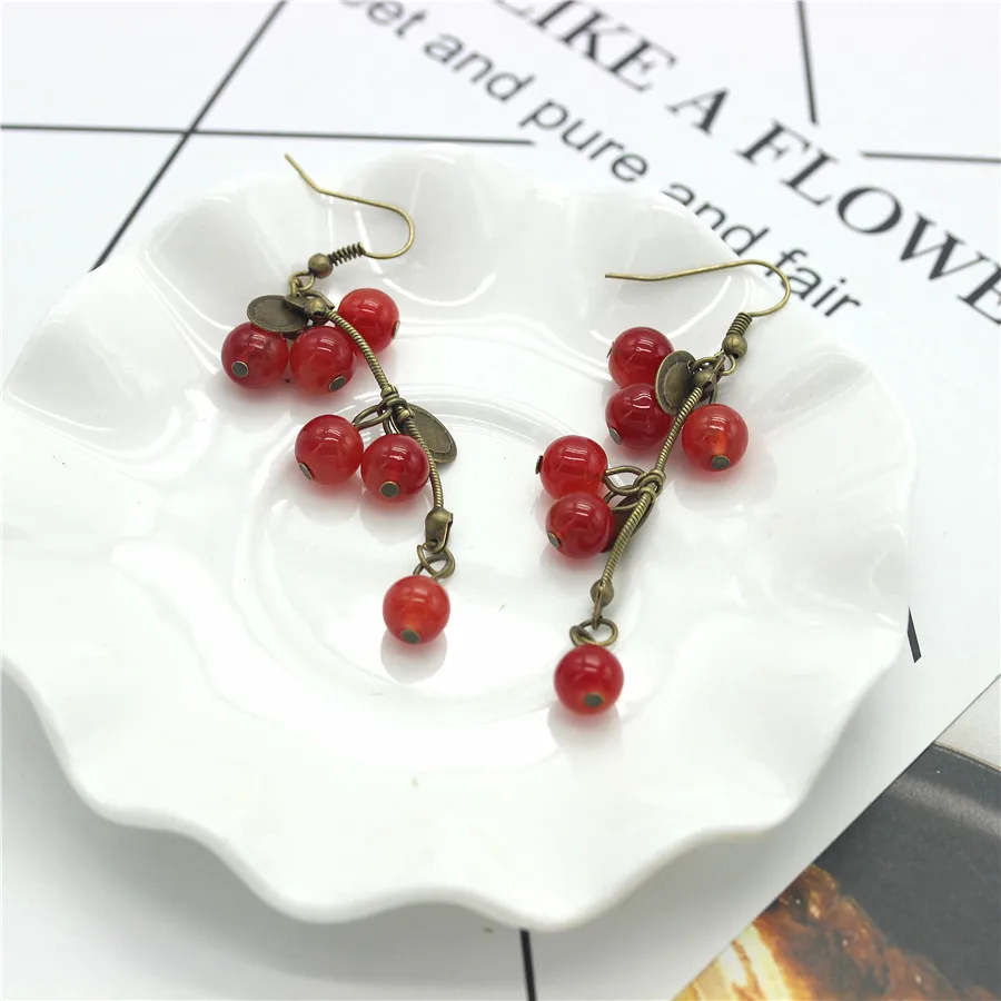 ADOLPH Jewelry Fashion Jewelry For Women Korean Pop Red Cherry Cute Drop  Earring