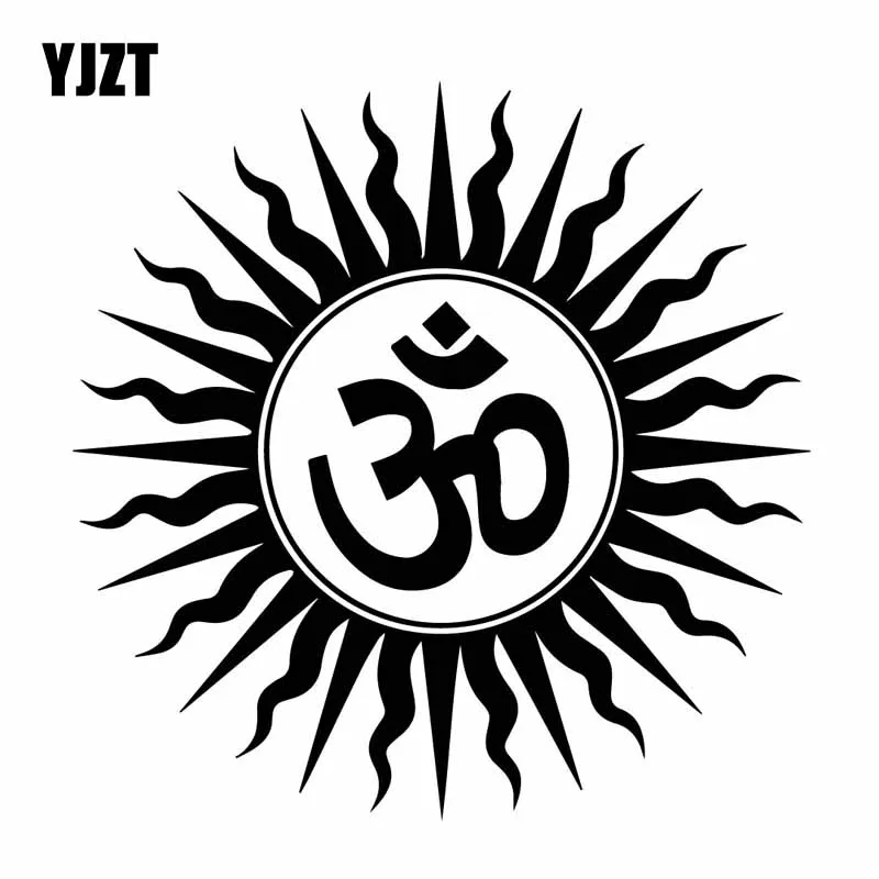 YJZT 15.7CM*15.7CM Vinyl Decal Mysterious Om Hindu Religious India Sanskrit Symbol Car Sticker Black/Silver C27-0262