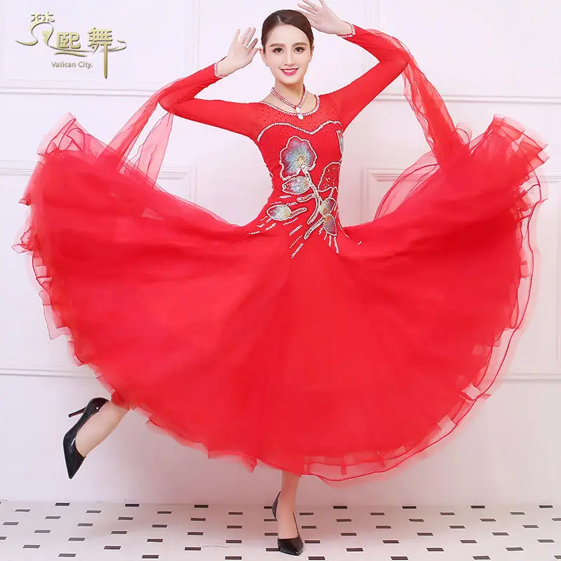 Phụ nữ Tùy Chỉnh Nhảy Múa Cạnh Tranh Dress Tango Flamenco Phong Tục Cô Gái Waltz Nhảy Múa Phù Hợp Với Tùy Chỉnh Phòng Khiêu Vũ Múa Váy D0366