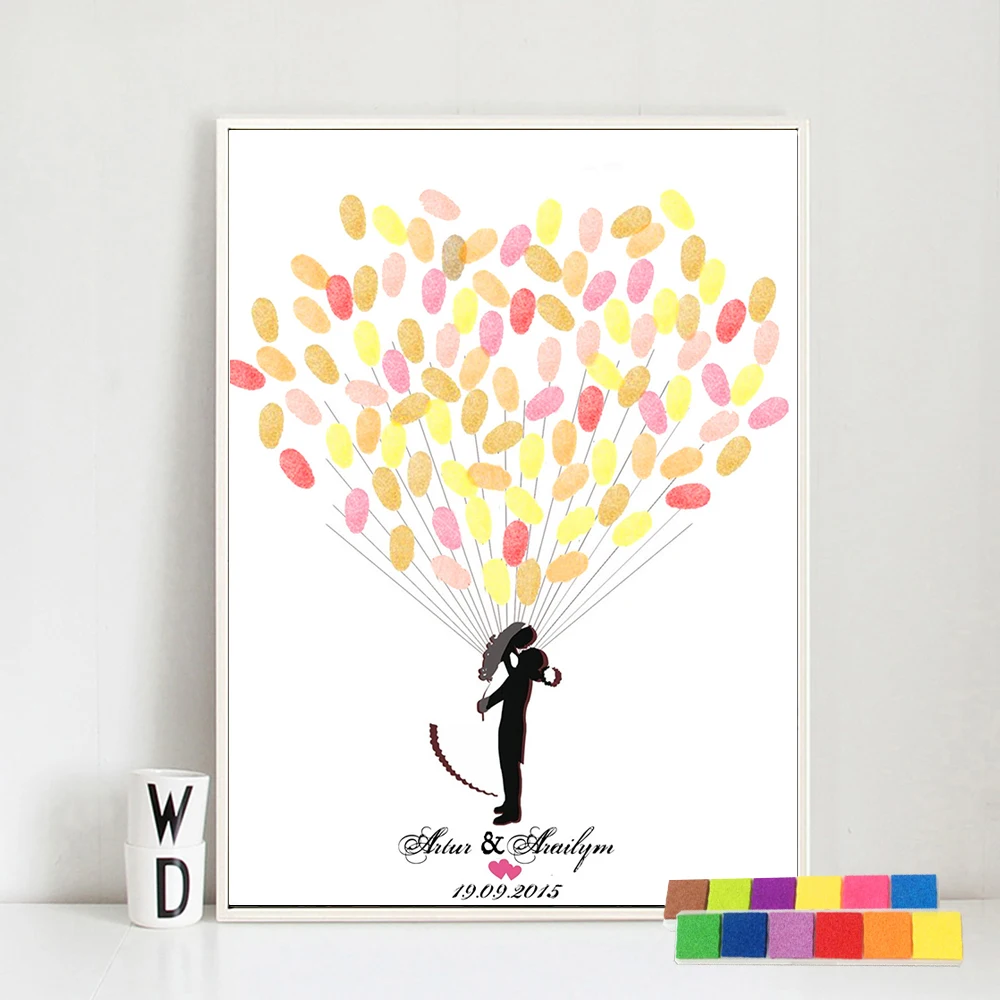 Wedding Guest Book Communion Fingerprint Tree Painting Personalized Wedding Gifts Room Decor Souvenir Communion Wall Poster