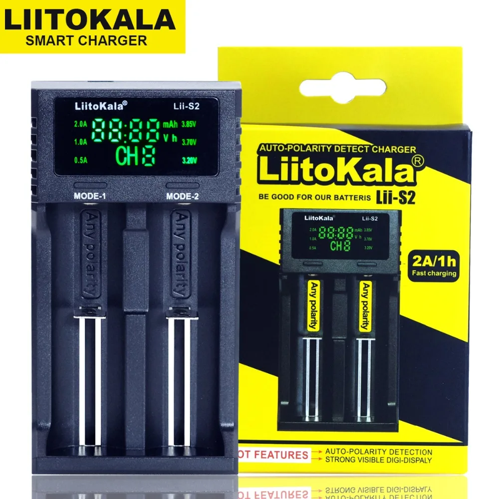 Liitokala Lii-S2 Doppelschlitz 18650 Akkuladegerät 1,2 V 3,7 V 3,2 V AA/AAA 26650 21700 NiMH Li-Ionen-Akku Intelligentes Ladegerät