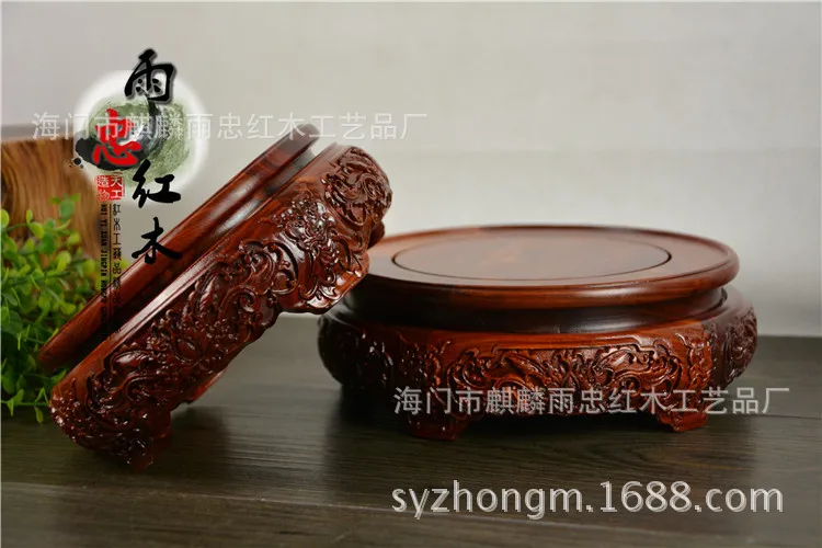 Yu Zhong new mahogany pedestal mahogany red sandalwood vase aquarium bonsai pots boutique red sandalwood carved pedestal base