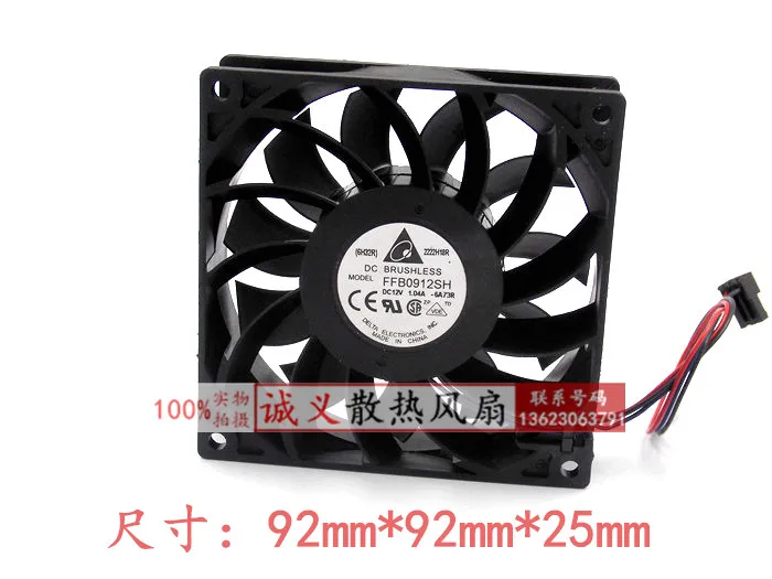 DC12V 1.04A Server Cooling Fan For Delta Electronics FFB0912SH -F00 Server Square Fan 3-wire 92x92x25mm