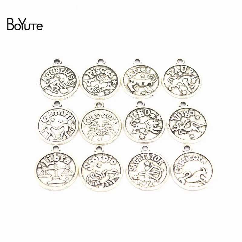 BoYuTe (12 Pieces/Set) Metal Alloy 20*17MM Sign Zodiac Charms Pendant Diy Hand Made Jewelry Accessories