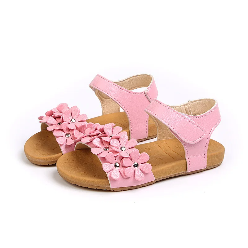 

2018 Shoes for Kids Summer Fashion Flower Kids Shoes for Girl Leather Solid Hollow Casual Pretty Girls Sandals