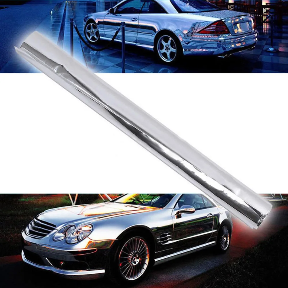 3D Car Body Sticker Vinyl Film Car Silver Chrome Glossy Color Vehicle Electro Caoring Vinyl Film Decal Car Styling Accessories