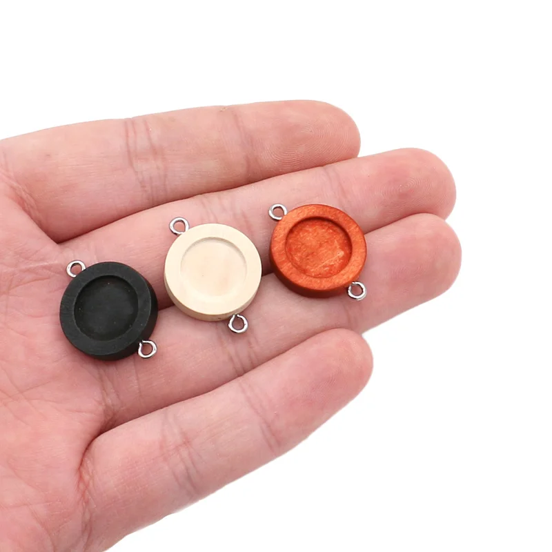 Aiovlo 20pcs/lot Fit 12mm Wooden Two Holes Hanging Stainless Steel Sheep Eye  Cabochon Base Setting for DIY Jewelry Making