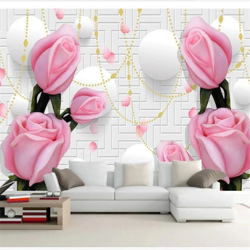 

wellyu wall papers home decor Custom wallpaper Pink embossed rose TV sofa background wall wall papers home decor behang