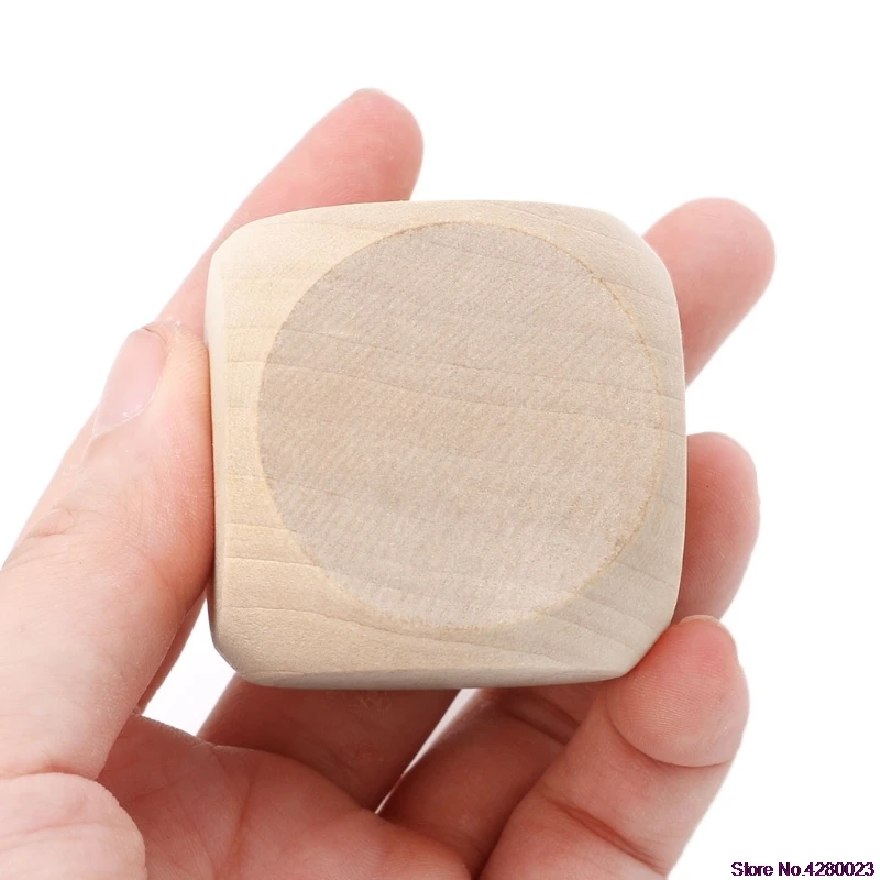 Dados de madera en blanco para niños, juguetes de impresión, grabado, escritura, pintura, bricolaje, juego familiar, 40mm, novedad de 2022