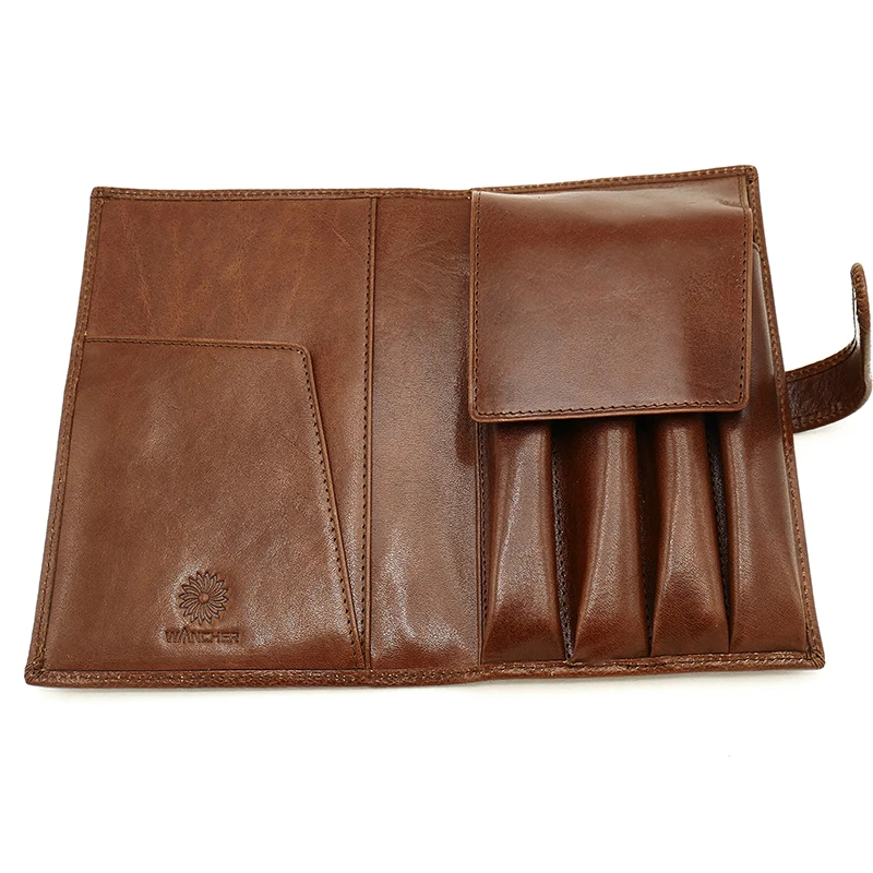 Wancher Stiftbeutel aus echtem Leder, Füllfederhalteretui, Rindsleder, Stiftehalter, Etui, Geschenkset, Stifttasche, Stiftaufbewahrung, Schreibwarenzubehör – Detail 5