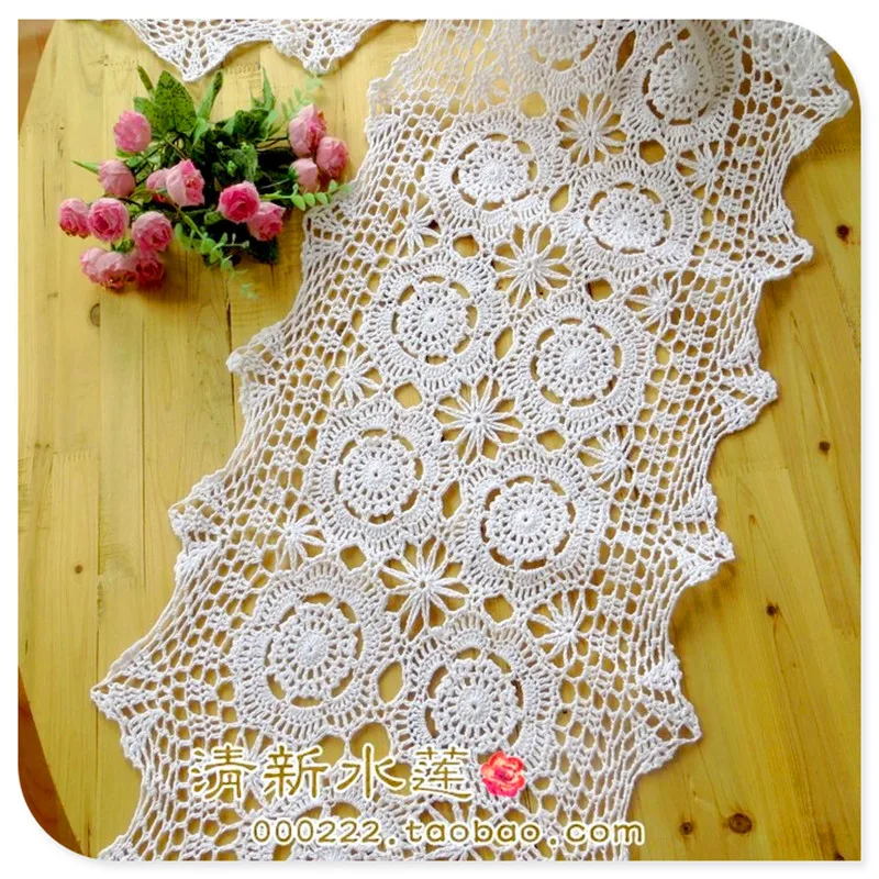 2016 new  fashion handmade hook cotton needle crochet table cloth  table runner for home decor towel cover as innovative item