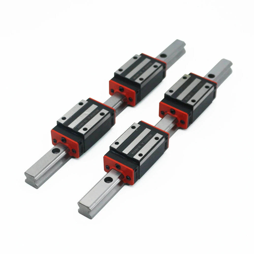 2pc  Square Linear Guide Rail + 4pc Slide Block Carriages HGH20CA / flang HGW20CC CNC Router Engraving HGH20 Square