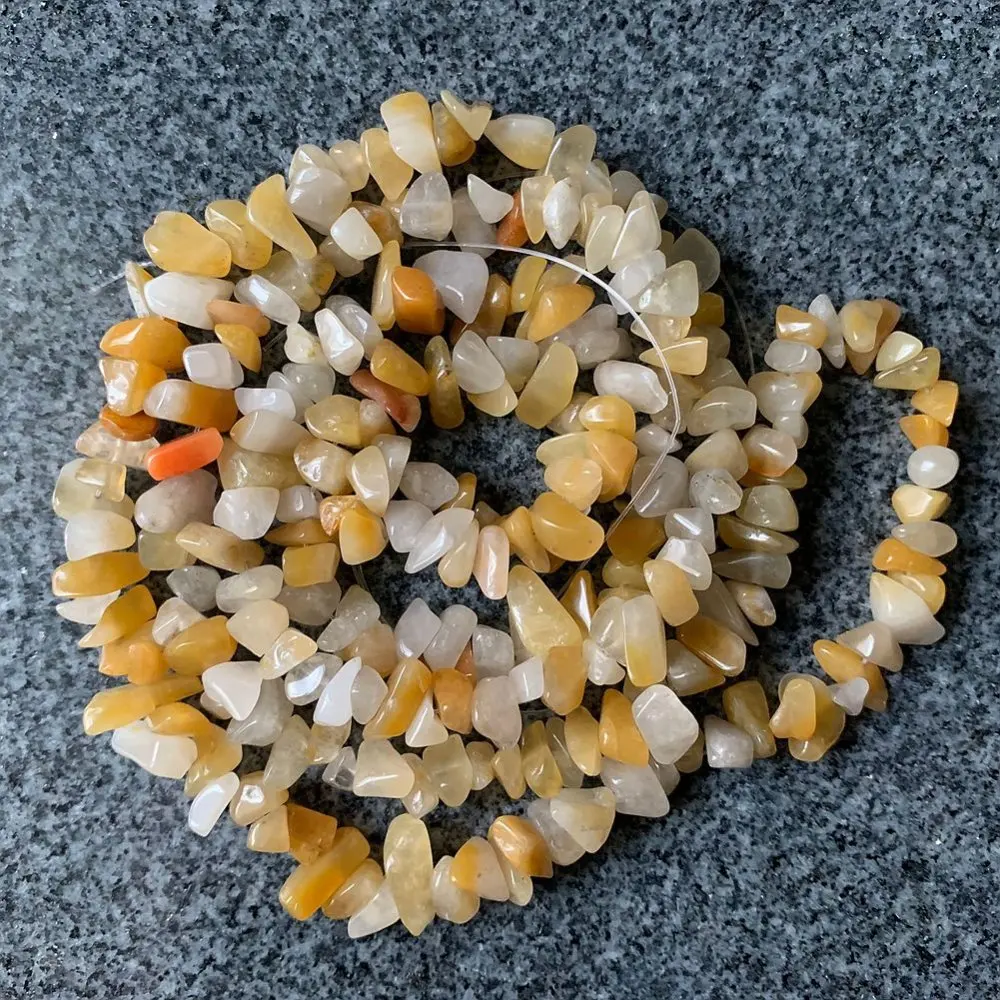 82CM Natural Yellow Quartz Stone Beads Polished Semi-valuable Stone Chips Crystal Loose Strand for Diy Jewelry Dropship