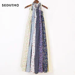 SEDUTMO Summer Tunic Long Dress Women Basic Spaghetti Strap Dresses Beach Print Floral Sexy Sundress Maxi Party Dress ED072