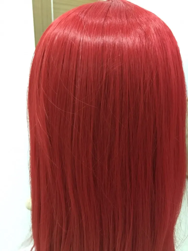 Imiller-Peluca de cabello sintético para mujer, Pelo Rizado rojo, negro y morado, 70cm, para disfraz de Halloween