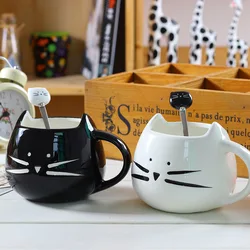 Tazze in ceramica per gatti carini con cucchiaio caffè tè latte tazze per animali con manico bicchieri da 400ml bei regali